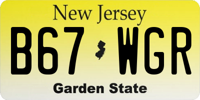 NJ license plate B67WGR