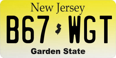 NJ license plate B67WGT