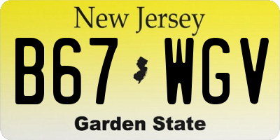 NJ license plate B67WGV