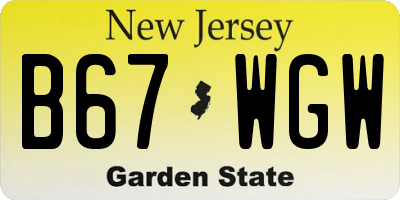 NJ license plate B67WGW