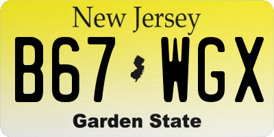 NJ license plate B67WGX