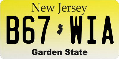 NJ license plate B67WIA