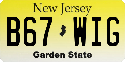 NJ license plate B67WIG