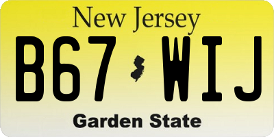 NJ license plate B67WIJ