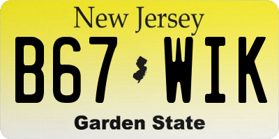 NJ license plate B67WIK
