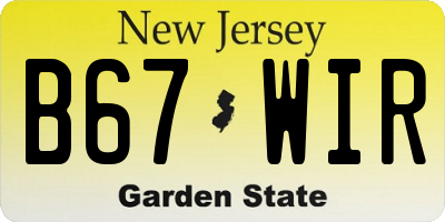 NJ license plate B67WIR