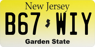NJ license plate B67WIY