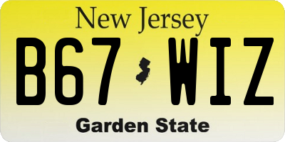 NJ license plate B67WIZ