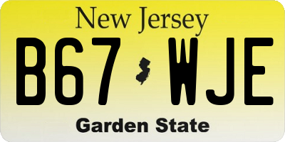 NJ license plate B67WJE