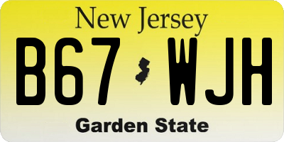 NJ license plate B67WJH