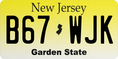 NJ license plate B67WJK