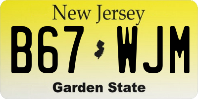 NJ license plate B67WJM