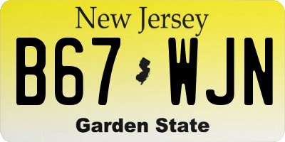 NJ license plate B67WJN