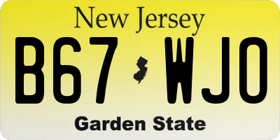 NJ license plate B67WJO