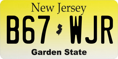 NJ license plate B67WJR