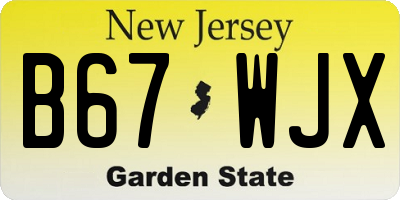 NJ license plate B67WJX