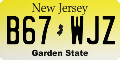 NJ license plate B67WJZ