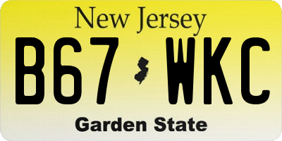 NJ license plate B67WKC