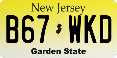 NJ license plate B67WKD