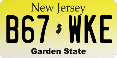 NJ license plate B67WKE