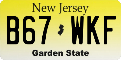 NJ license plate B67WKF