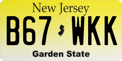 NJ license plate B67WKK