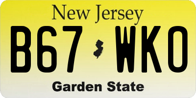 NJ license plate B67WKO