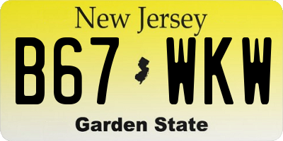 NJ license plate B67WKW