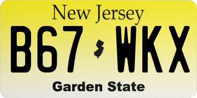 NJ license plate B67WKX