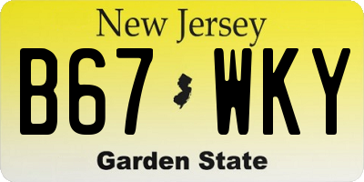 NJ license plate B67WKY