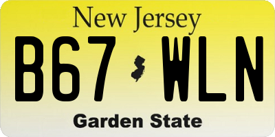 NJ license plate B67WLN