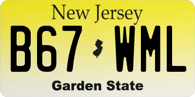 NJ license plate B67WML