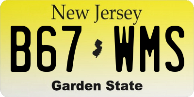 NJ license plate B67WMS