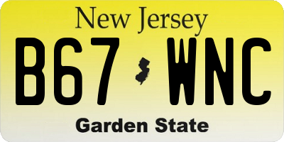 NJ license plate B67WNC
