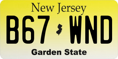 NJ license plate B67WND