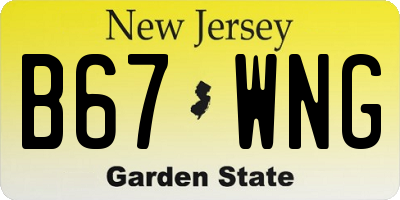 NJ license plate B67WNG