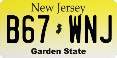 NJ license plate B67WNJ
