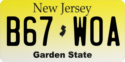 NJ license plate B67WOA