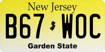 NJ license plate B67WOC