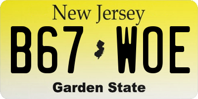 NJ license plate B67WOE