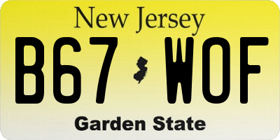 NJ license plate B67WOF