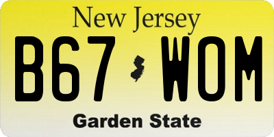 NJ license plate B67WOM