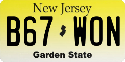 NJ license plate B67WON