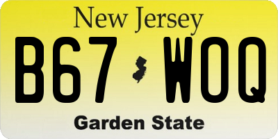 NJ license plate B67WOQ