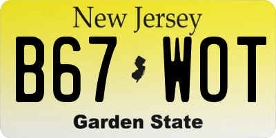 NJ license plate B67WOT