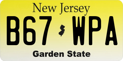 NJ license plate B67WPA