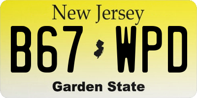 NJ license plate B67WPD