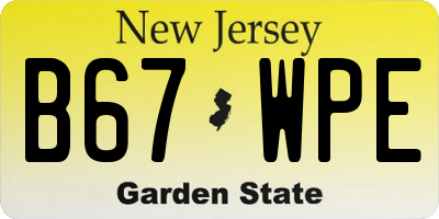 NJ license plate B67WPE