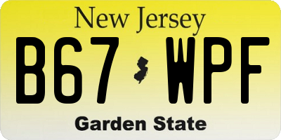 NJ license plate B67WPF