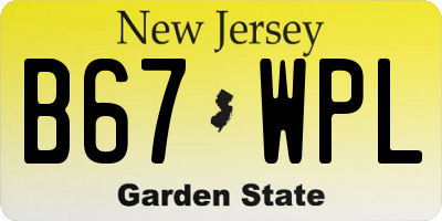 NJ license plate B67WPL